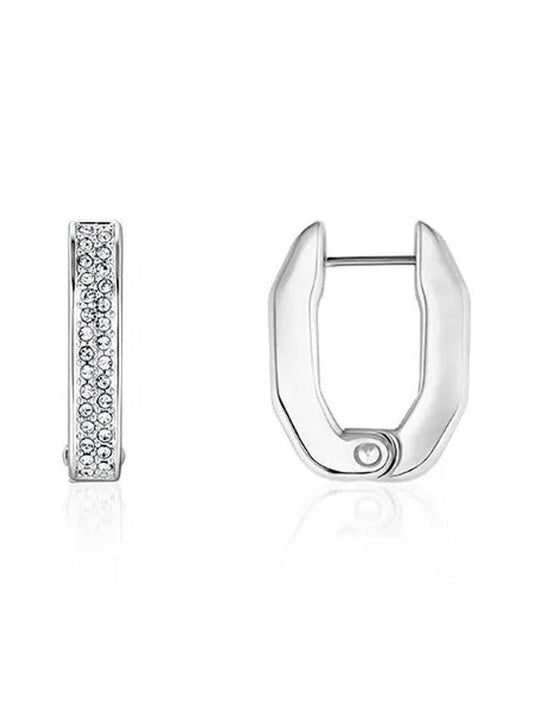 Dextera hoop silver earrings white - SWAROVSKI - BALAAN.