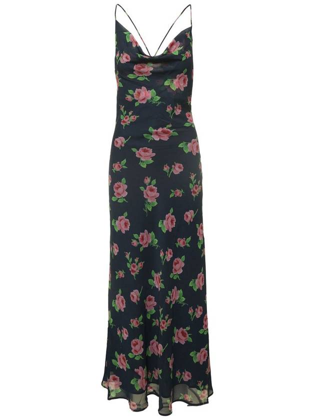 Maxi Multicolor Dress With All-Over Rose Print In Recycled Fabric Woman - ROTATE - BALAAN 1