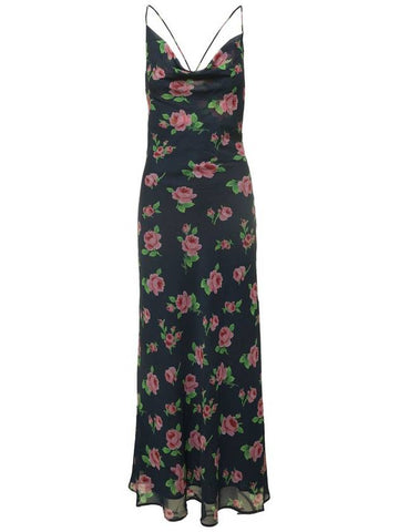 Maxi Multicolor Dress With All-Over Rose Print In Recycled Fabric Woman - ROTATE - BALAAN 1