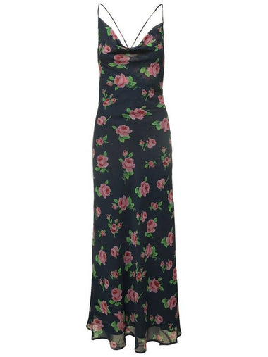 Maxi Multicolor Dress With All-Over Rose Print In Recycled Fabric Woman - ROTATE - BALAAN 1