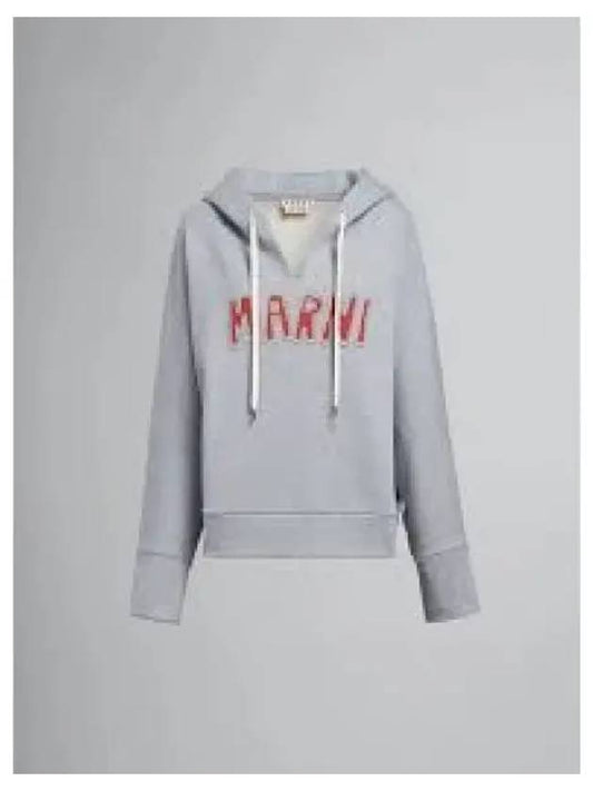 Logo V-Neck Hoodie Grey - MARNI - BALAAN 2