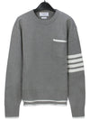 Milano Stitch 4-Bar Boxy Crew Neck Pullover Knit Top Grey - THOM BROWNE - BALAAN 2