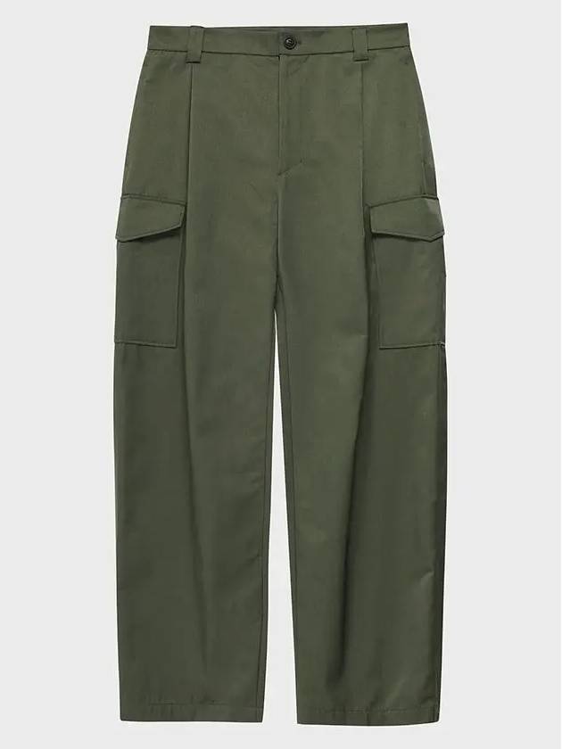 Cotton Pleated Pocket Wide Pants Khaki - NOIRER - BALAAN 3