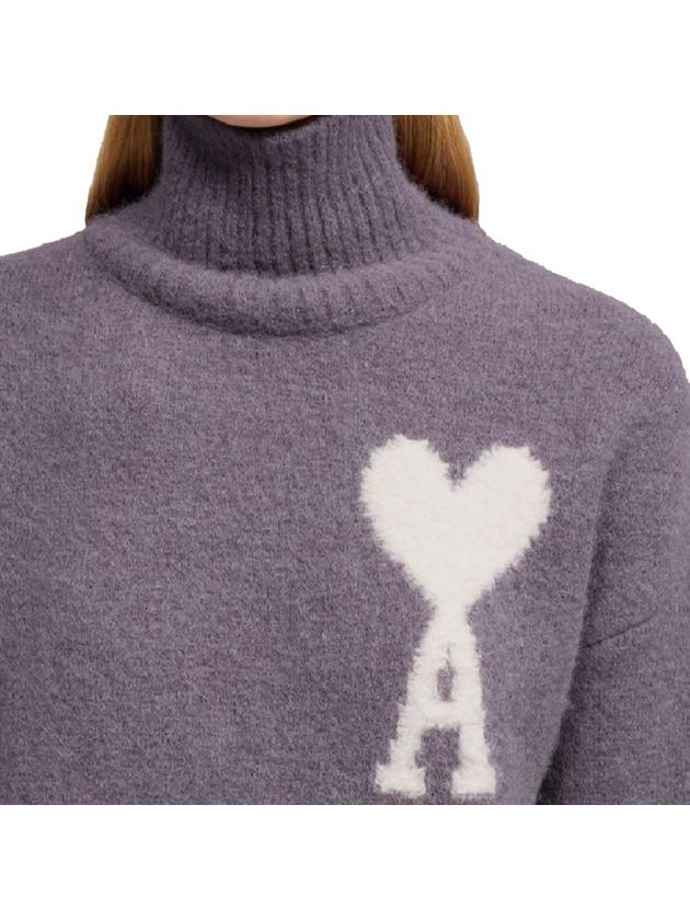 Alpaca Wool Blend Turtleneck Lilac - AMI - BALAAN 6