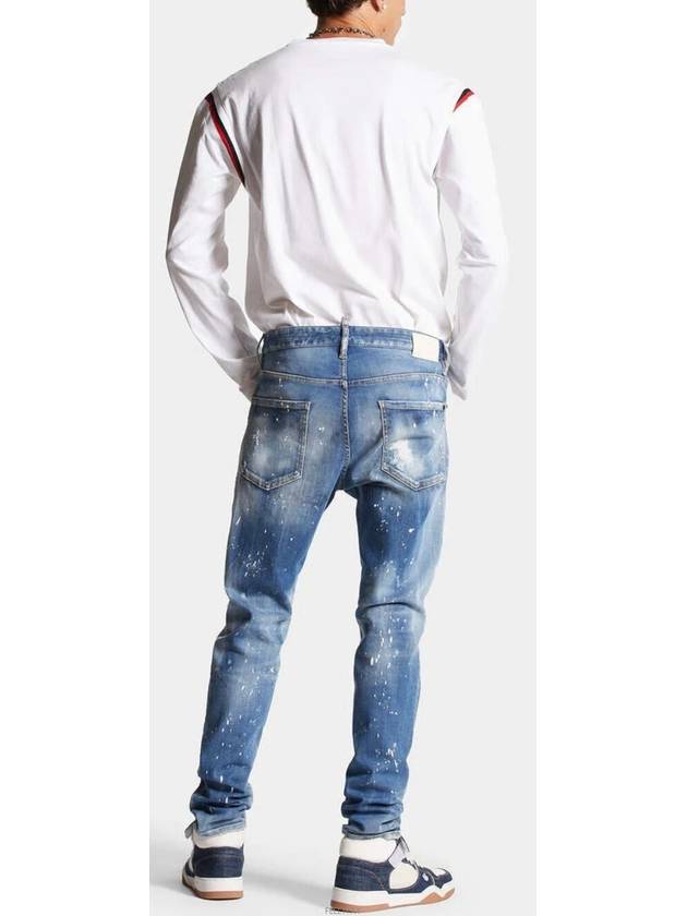 Paint Stretch Cotton Jeans Blue - DSQUARED2 - BALAAN 3