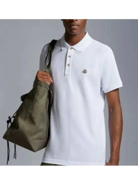 Logo Patch Short Sleeve Polo Shirt White J10918A0002484556001 - MONCLER - BALAAN 1