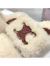 Slippers Triomphe Fur Slides Shearling Ivory - CELINE - BALAAN 3