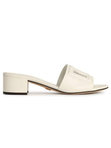 Dolce & Gabbana White Leather Slippers - DOLCE&GABBANA - BALAAN 1