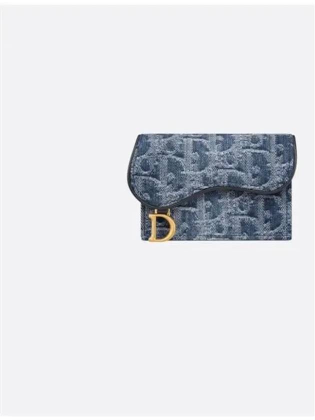 Saddle Bloom Oblique Jacquard Denim Card Wallet Blue - DIOR - BALAAN 2