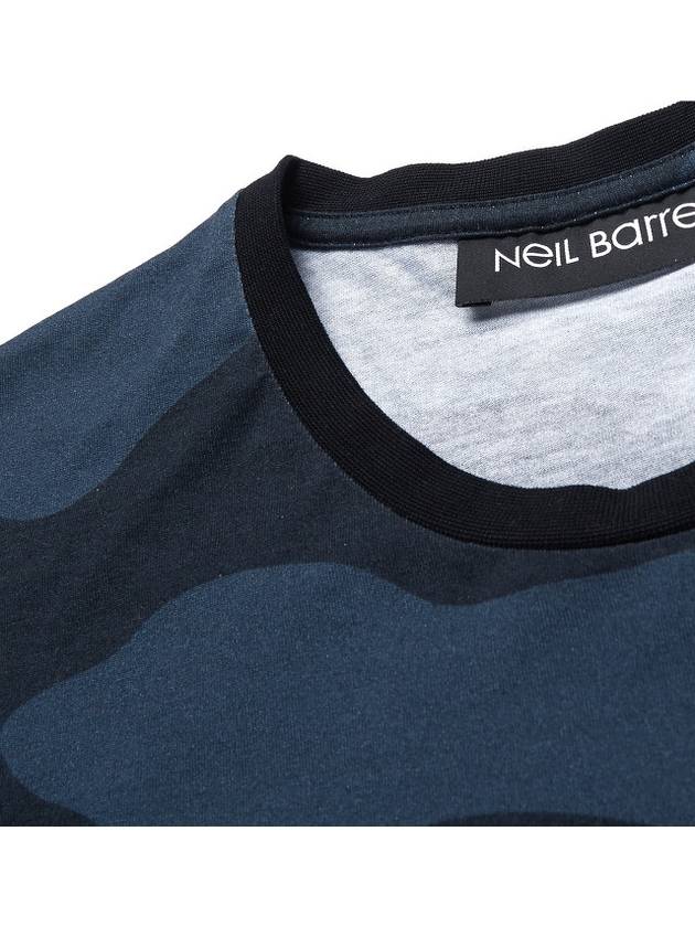 Men's Camo Mix Printing Short Sleeve T-Shirt Navy - NEIL BARRETT - BALAAN 5