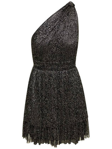 'Chicago' Mini Black One-Shoulder Dress With Polka-Dots In Polyester Woman - SABINA MUSAYEV - BALAAN 1