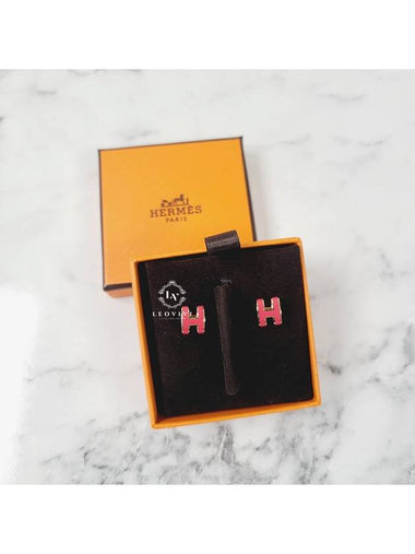 H Logo Mini PopAche Earrings Franvoise Rose Gold H608002F - HERMES - BALAAN 1