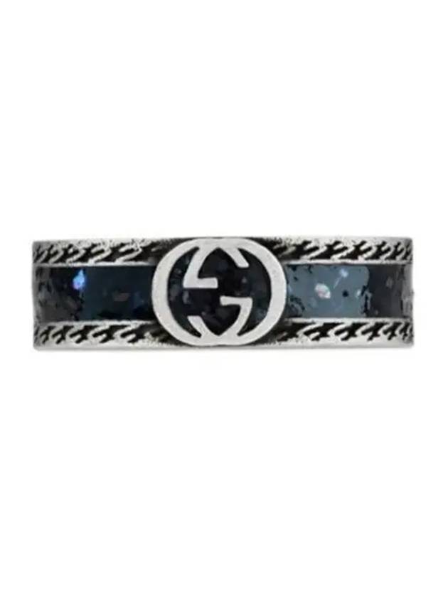 Interlocking G Wide Ring Black Silver YBC645573002 - GUCCI - BALAAN 1