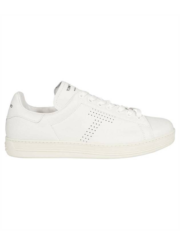 Warwick T Logo Punching Leather Low Top Sneakers White - TOM FORD - BALAAN 1