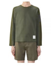 4-Bar Striped Cotton Long Sleeve T-Shirt Green - THOM BROWNE - BALAAN 2