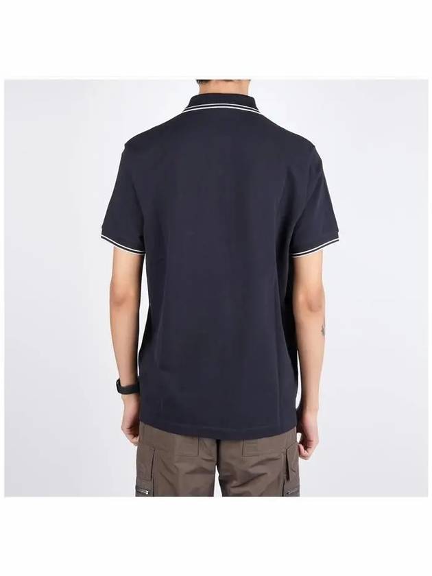 Organic Cotton Elastane Polo Shirt Navy - STONE ISLAND - BALAAN 5