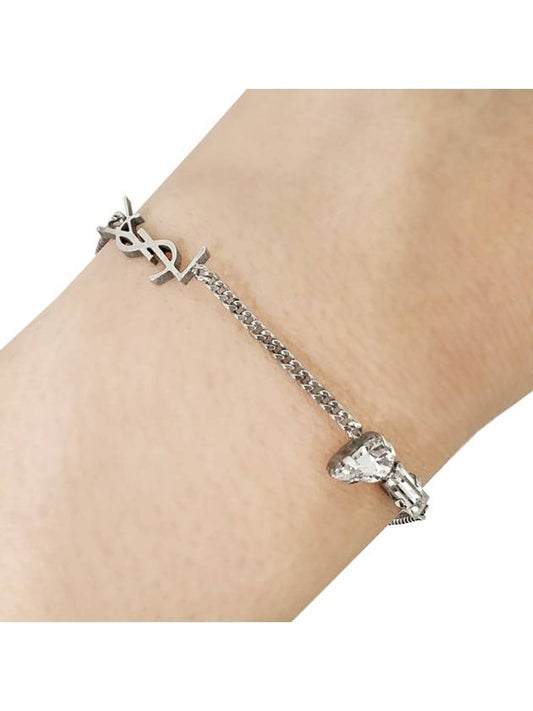 Opyum Charm Bracelet In Metal And Rhinestone Oxidized Silver - SAINT LAURENT - BALAAN 2