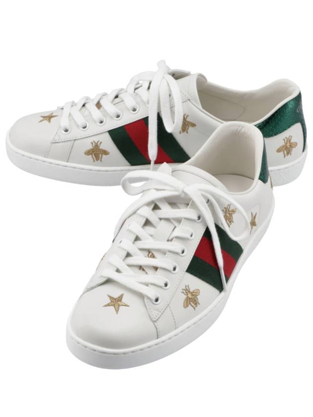 Ace Bees Stars Embroidered Sneakers White - GUCCI - BALAAN 2