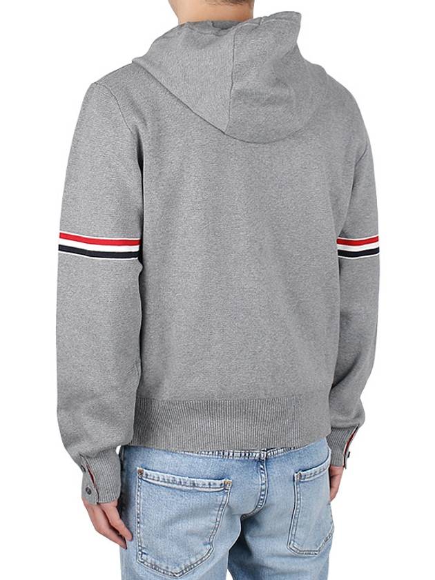 Cotton Milano Armband Zip Up Hoodie Light Grey - THOM BROWNE - BALAAN 6