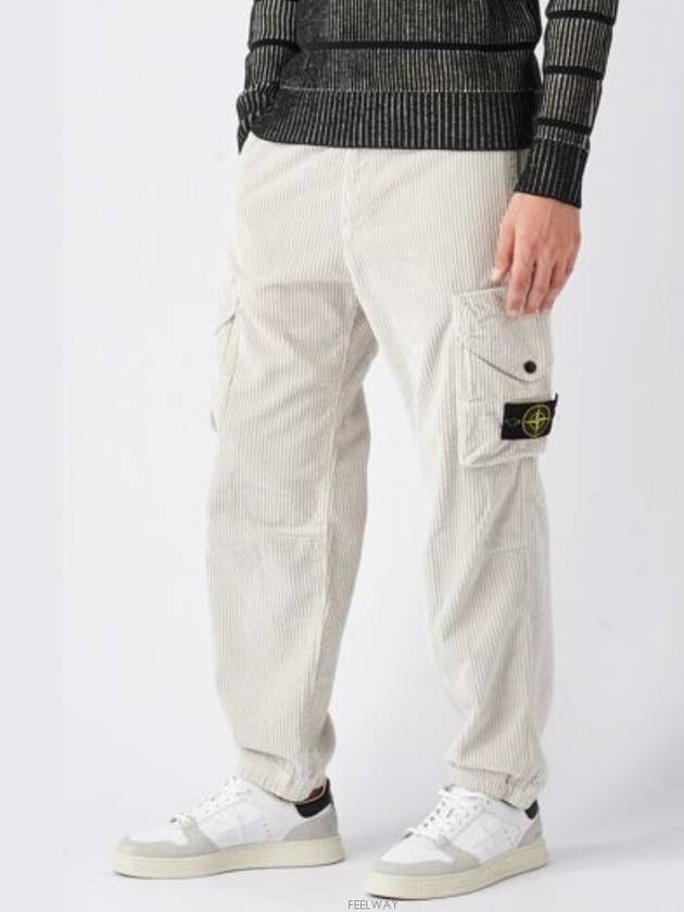 Corduroy Cotton Cargo Straight Pants Plaster - STONE ISLAND - BALAAN 3