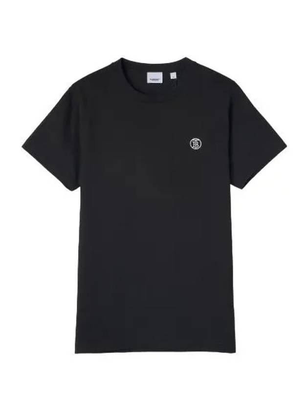 Monogram motif t shirt black short sleeve - BURBERRY - BALAAN 1