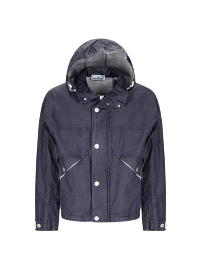 Marina Raw Plated Linen Hooded Jacket Royal Blue - STONE ISLAND - BALAAN 2