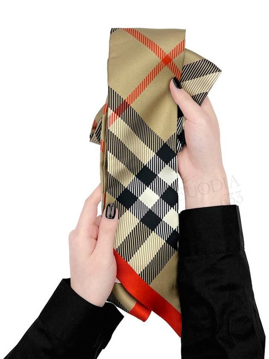 Check Red Hem Silk Scarf Beige - BURBERRY - BALAAN 2