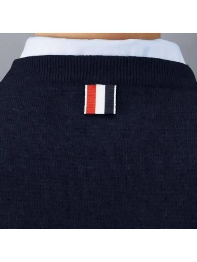 4-Bar Milano Stitch Crew Neck Knit Top Navy - THOM BROWNE - BALAAN 5