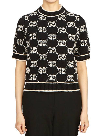 GG Boucle Wool Jacquard Knit Top Black - GUCCI - BALAAN 2