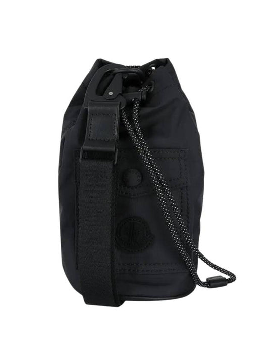 Logo Patch Drawstring Mini Bucket Bag Black - MONCLER - BALAAN 1