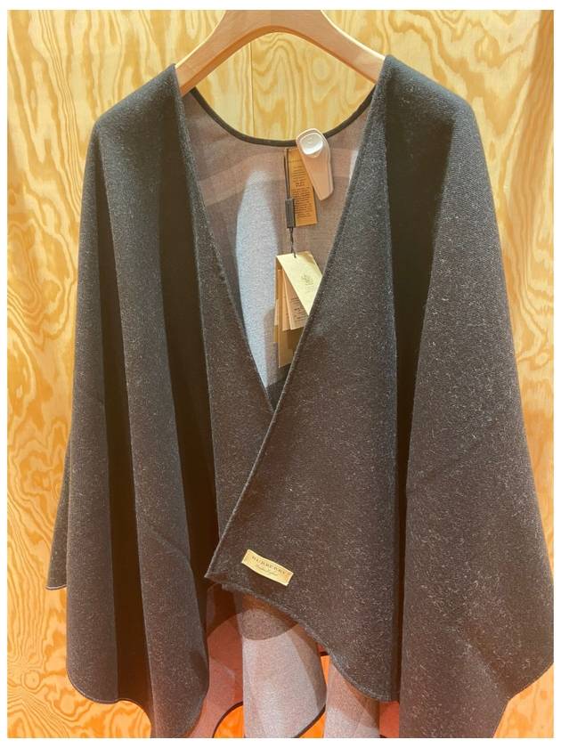 Wool Check Poncho Cape Grey - BURBERRY - BALAAN 3