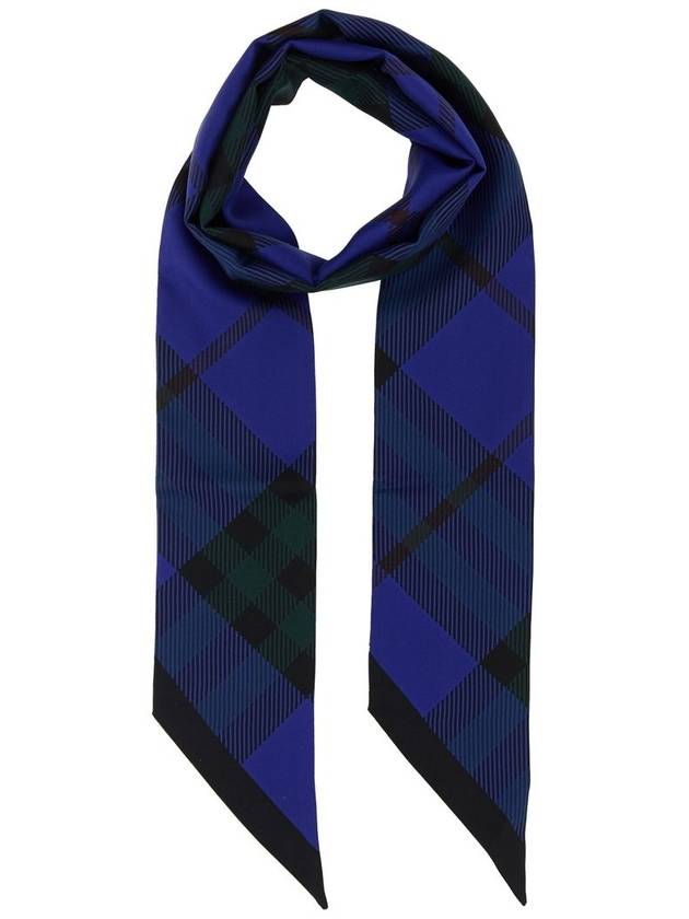 Check Silk Scarf Black Navy - BURBERRY - BALAAN 2