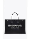 Rive Gauche Cotton Canvas Tote Bag Black - SAINT LAURENT - BALAAN 2