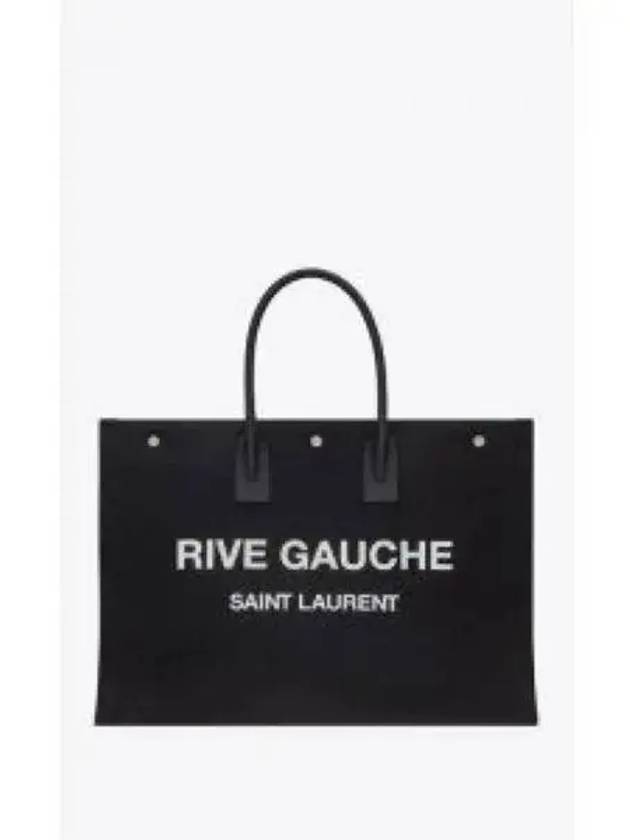 Rive Gauche Cotton Canvas Tote Bag Black - SAINT LAURENT - BALAAN 2