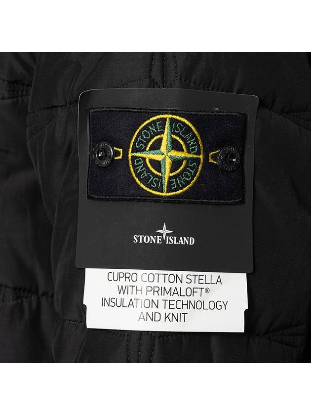 Wappen Patch Quilted Cupro Cotton Zip Up Hoodie Black - STONE ISLAND - BALAAN 6