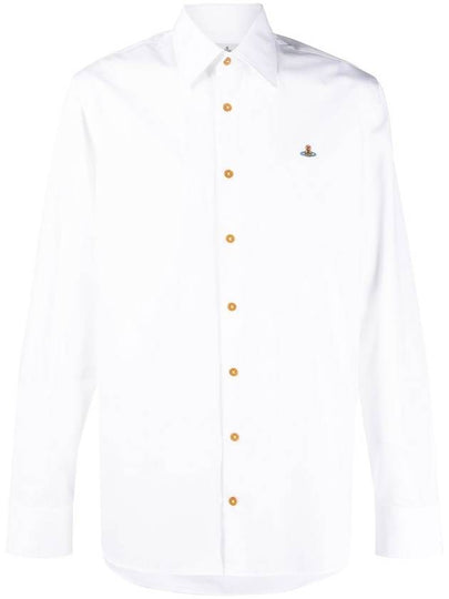 Men's Embroidered ORB Long Sleeve Shirt White - VIVIENNE WESTWOOD - BALAAN 2