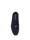 Triangle Logo Suede Loafers Navy - PRADA - BALAAN 5