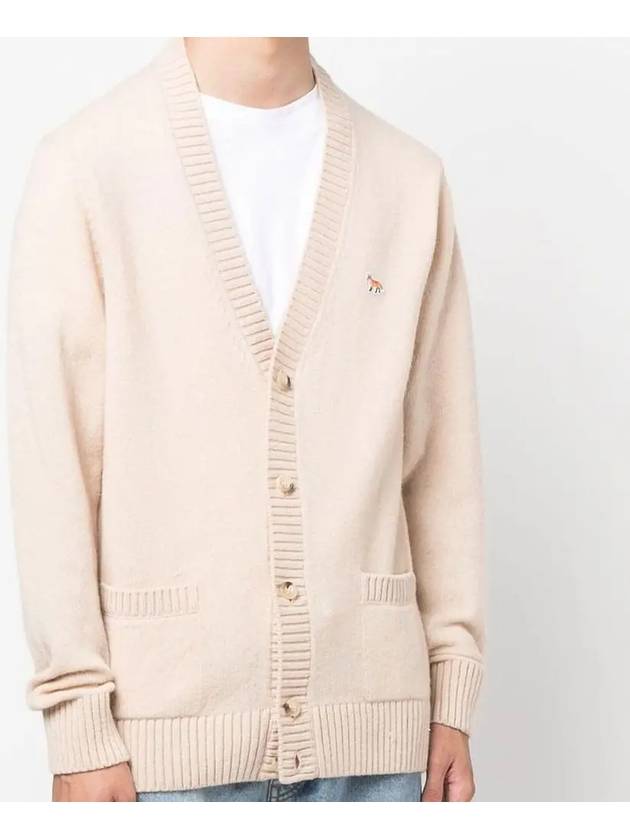 Baby Fox Patch Cosy Cardigan Beige - MAISON KITSUNE - BALAAN 3