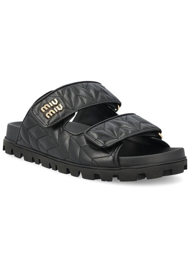 Matelasse Nappa Leather Slippers Black - MIU MIU - BALAAN 3