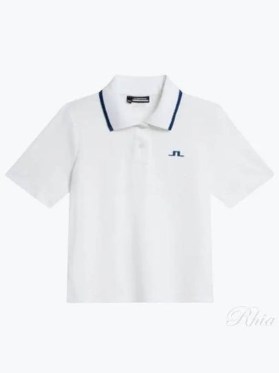 Carina Jacquard Cropped Polo Shirt White - J.LINDEBERG - BALAAN 2