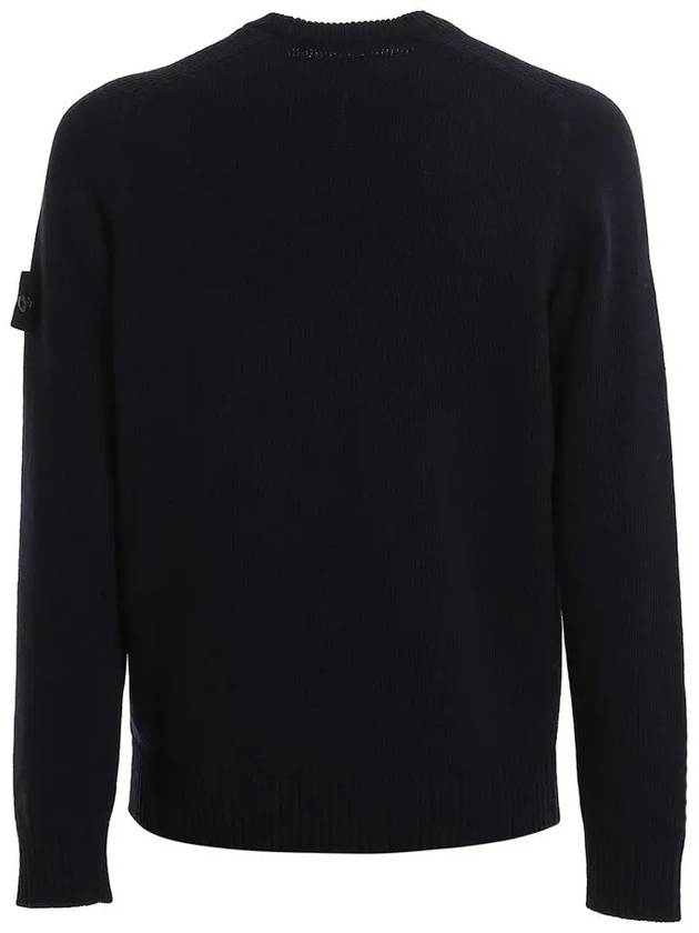 Wappen Patch Round Neck Knit Top Dark Navy - STONE ISLAND - BALAAN 4