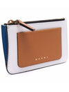 Saffiano Two-Tone Zipper Card Wallet Liliy White Dijon - MARNI - BALAAN 4