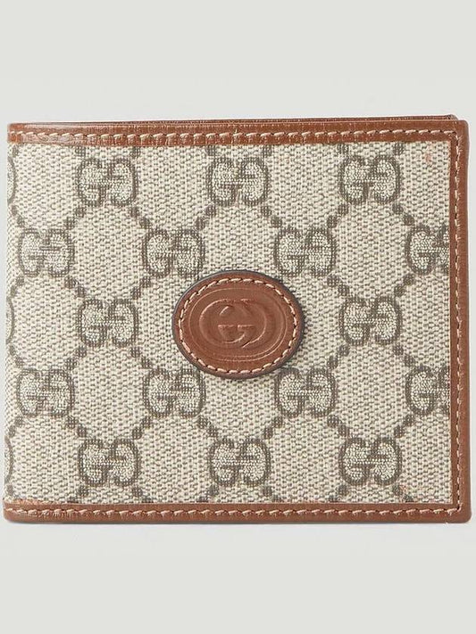 GG Supreme Interlocking Half Wallet Brown - GUCCI - BALAAN 2