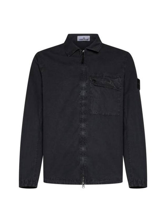 Old Treatment Garment Dyed Overshirt Jacket Charcoal - STONE ISLAND - BALAAN 1
