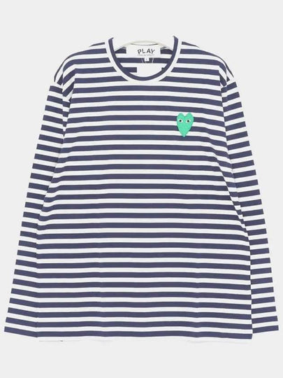 Heart Wappen Striped Long Sleeve T-Shirt White Navy - COMME DES GARCONS - BALAAN 2