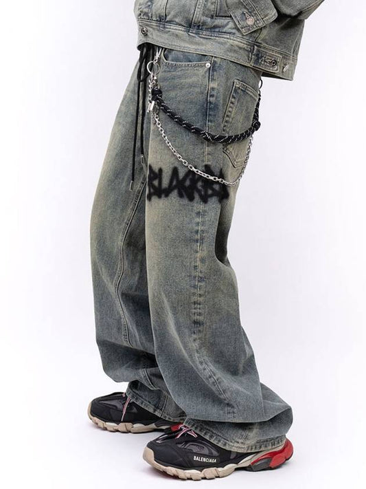 BBD Graffiti Metal Logo Denim Pants Rusty Blue - BLACKBLOND - BALAAN 2