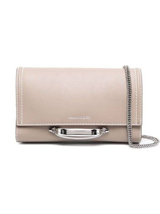 Silver Logo Story Leather Cross Bag Taupe - ALEXANDER MCQUEEN - BALAAN 1