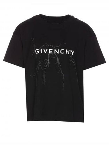 Reflective Motif Cotton Short Sleeve T-Shirt Black - GIVENCHY - BALAAN 1