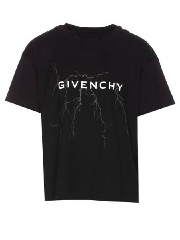 Reflective Motif Cotton Short Sleeve T-Shirt Black - GIVENCHY - BALAAN 1