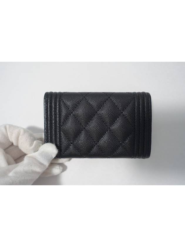 Boy  Flap Card Holder Grained Calfskin Ruthenium Black - CHANEL - BALAAN 3